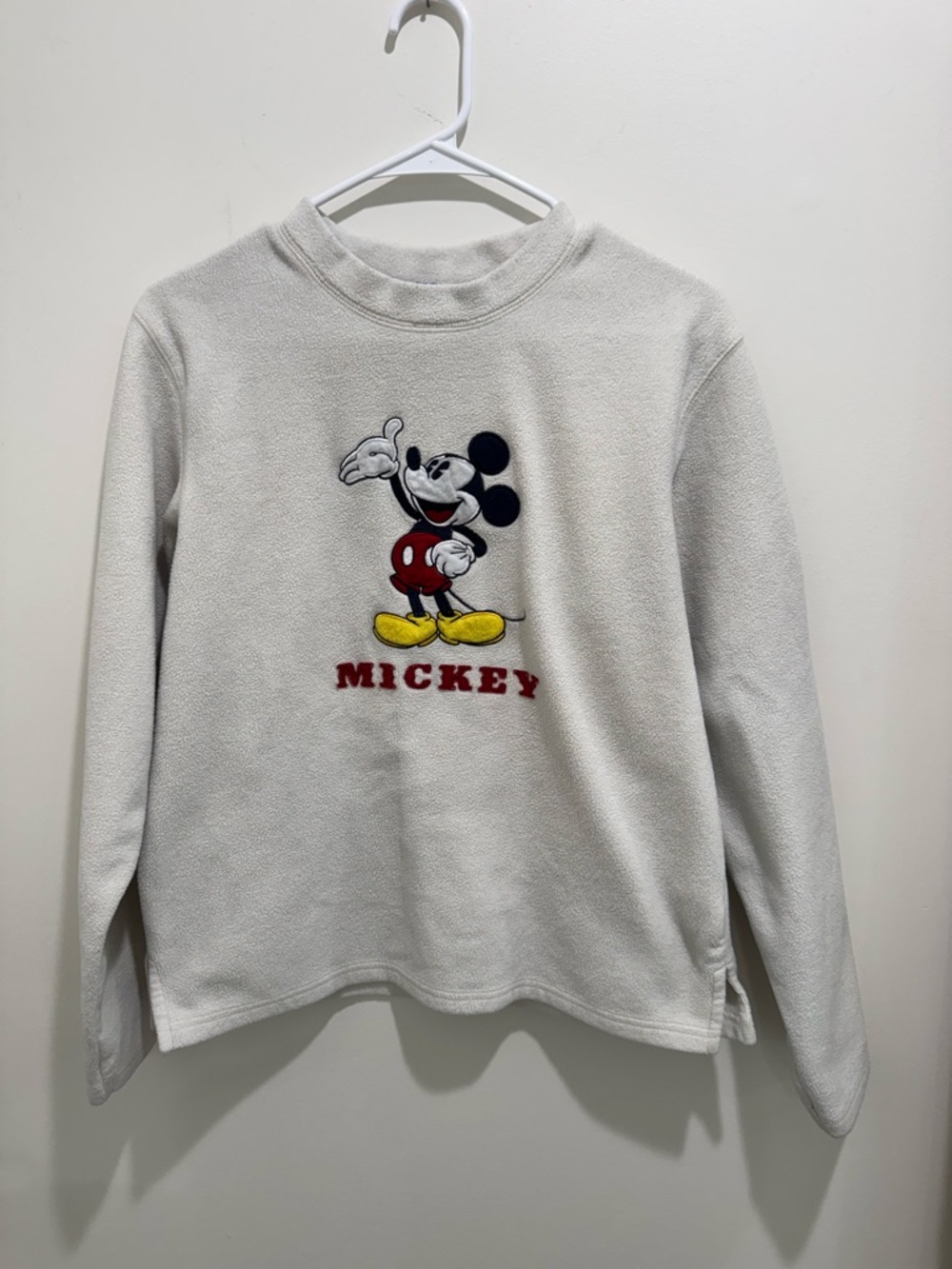 Vintage Disney Mickey Mouse Fleece Crewneck Sweatshirt White Medium - Picture 1 of 11